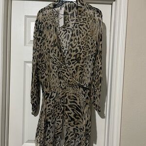 NWT Zara leopard faux wrap top